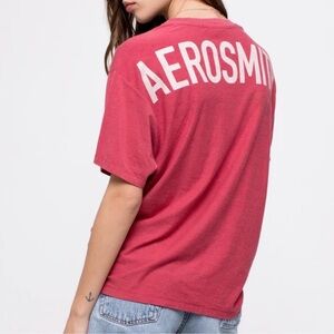 Daydreamer LA Aerosmith Bad Boys of Boston Red Short Sleeve Band Tee Shirt Top